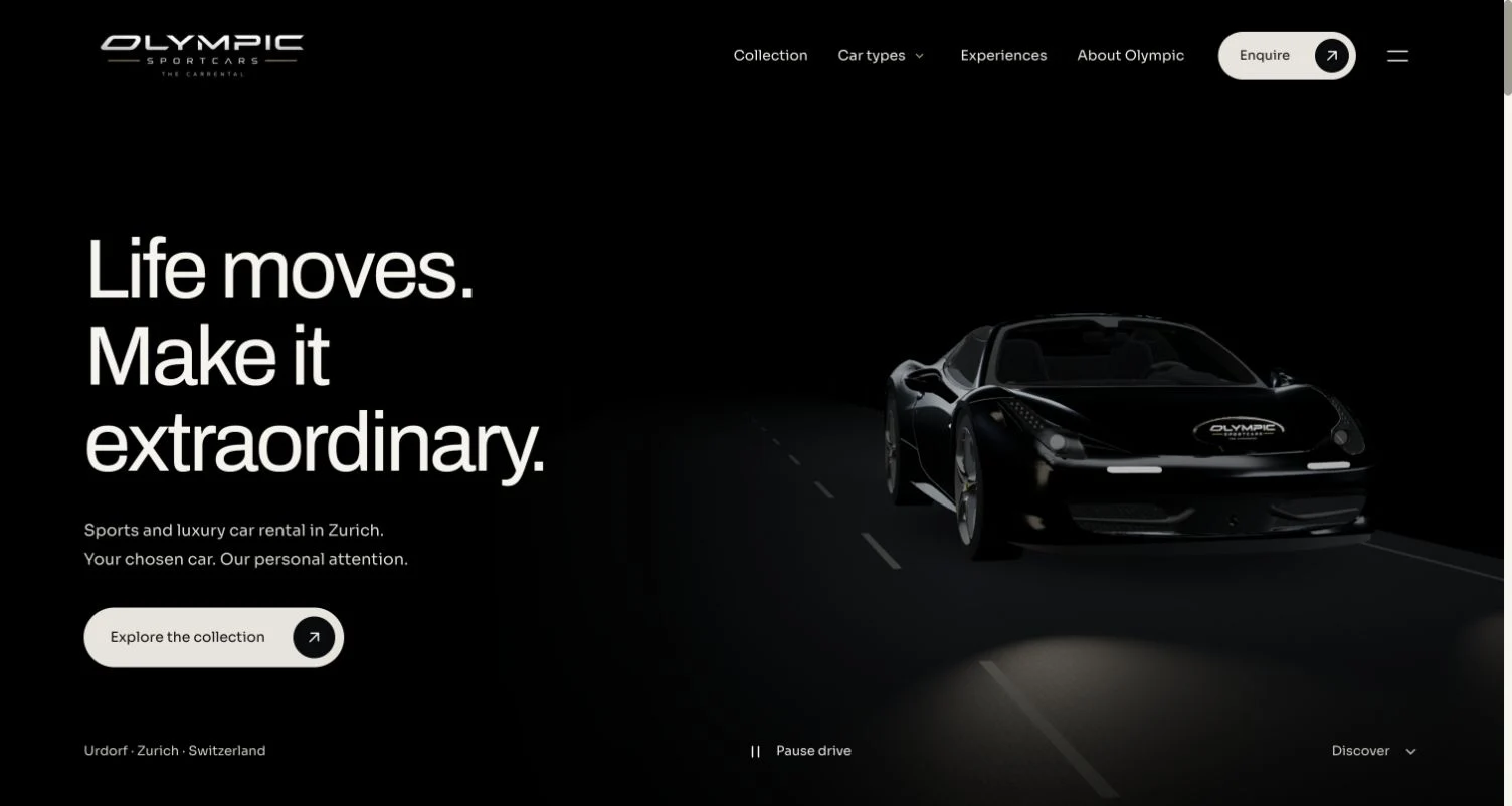 Olympic Sportcars: Website-Ansicht